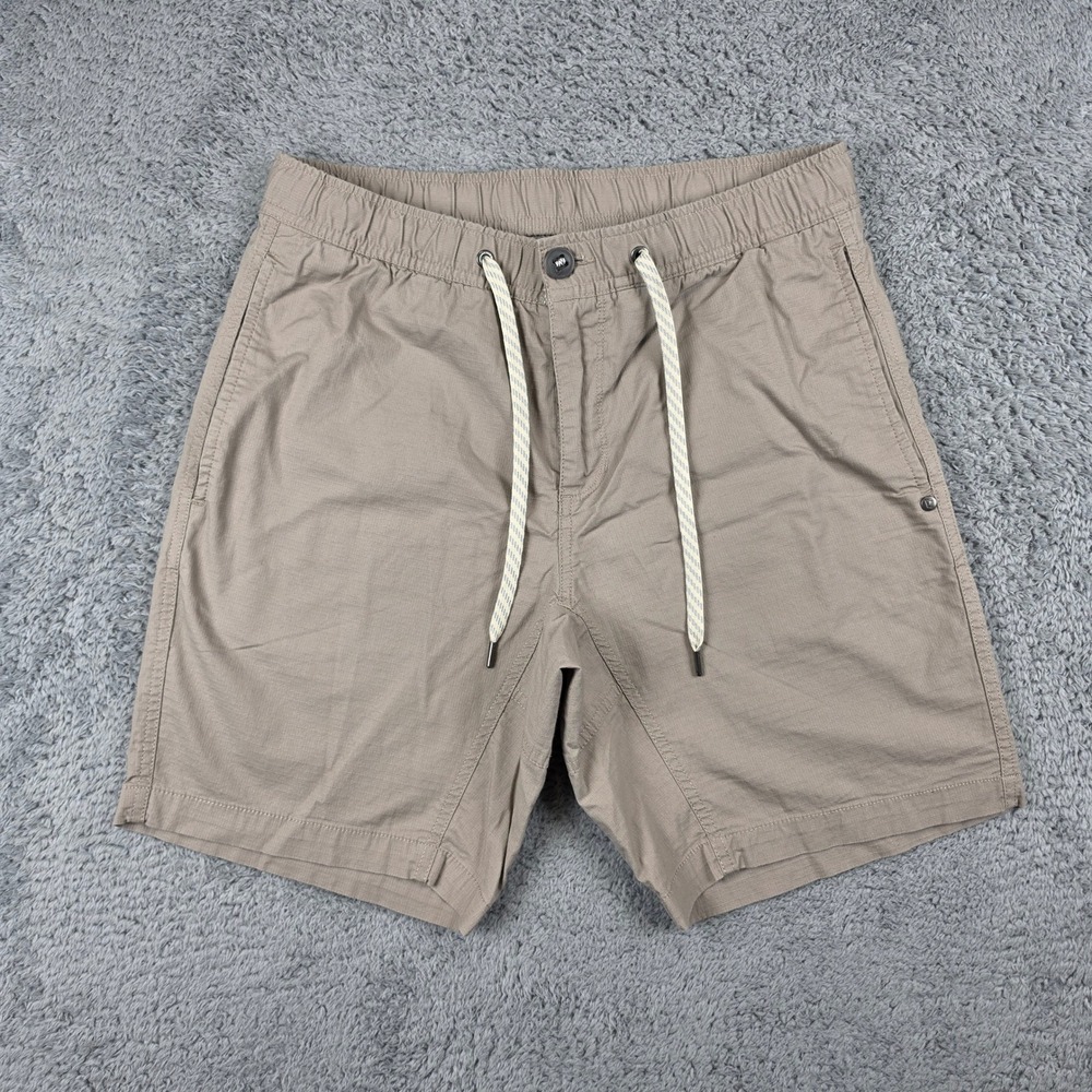 Vuori Ripstop Climber Shorts Mens Small Khaki V370 Stretch Elastic Waist Hiking